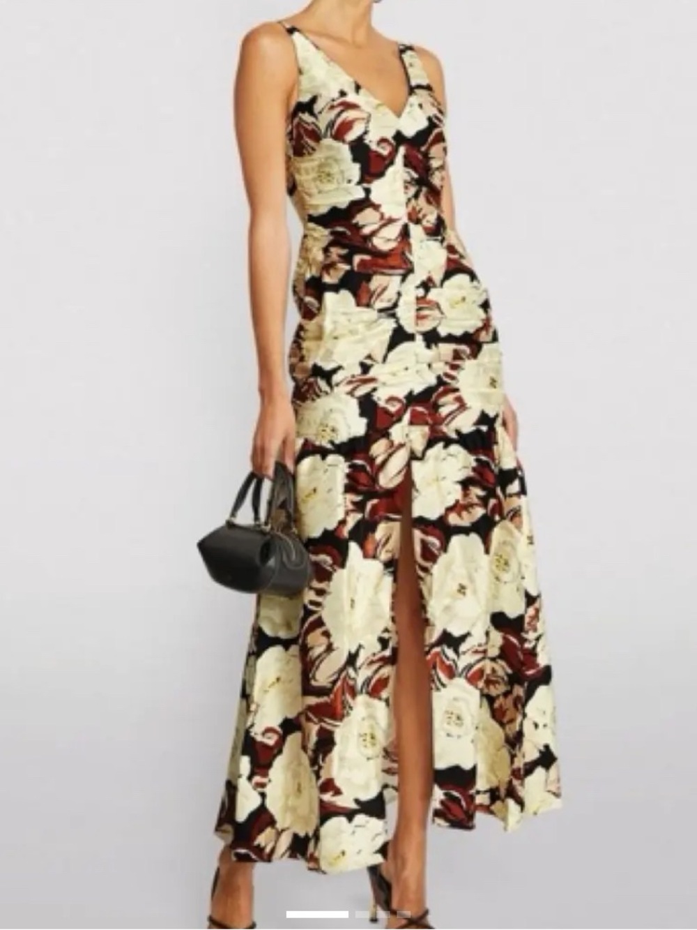 SIR the Label Vivienne silk gown black brown and ivory floral size 0